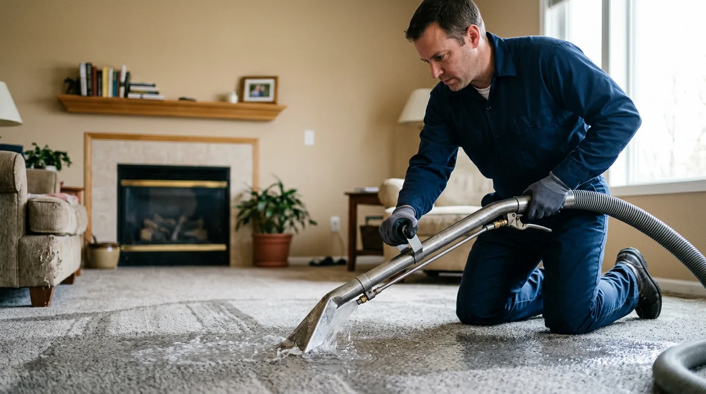 Water damage restoration technician working near Bradley Beach, NJ